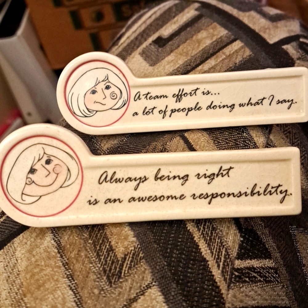 Ceramic desk decor. Fun for office, girl boss, snarky teamwork.